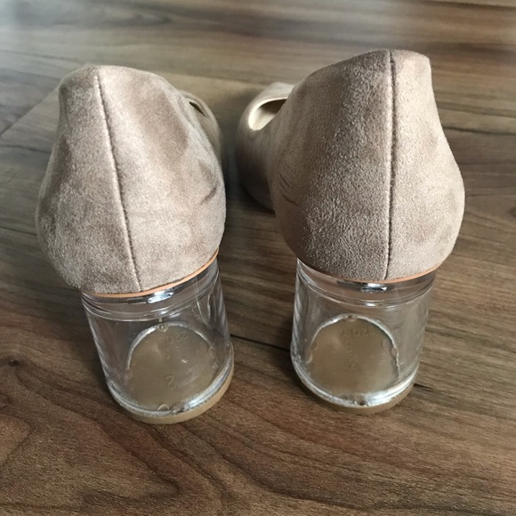 Zara- tan faux suede, clear block heels - Picture 4 of 5